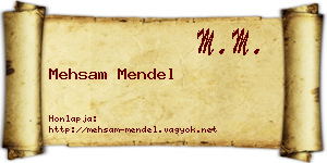 Mehsam Mendel névjegykártya